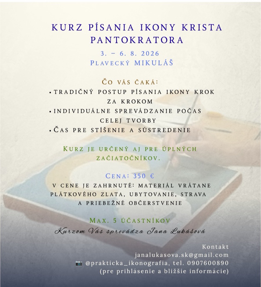 Ikonopisecký pobyt — Plavecký Mikuláš, 3. – 6. august 2026
